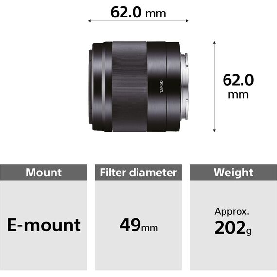 Sony E 50mm F1.8 OSS (SEL50F18/B)