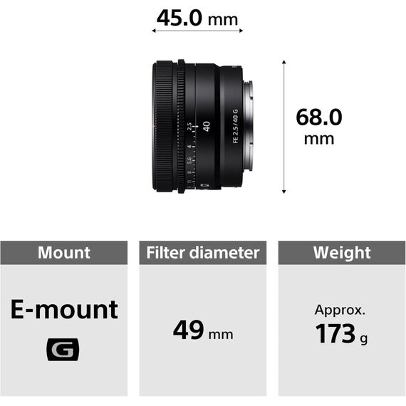 Sony FE 40mm F2.5 G (SEL40F25G)