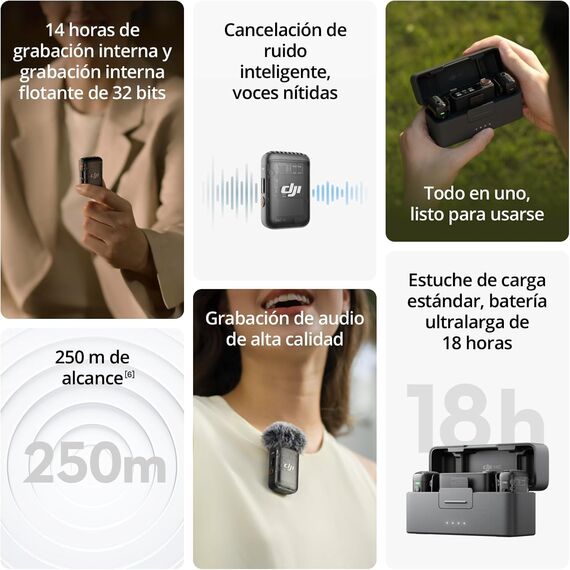 DJI Mic 2 Wireless kit de microfono (2 TX + 1 RX + Charging Case)