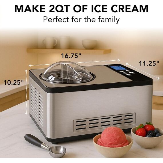 Whynter - Máquina para helados de acero inoxidable